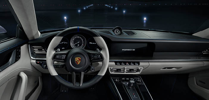 The car's steering wheel is inspired by the Phenom 300E's yoke