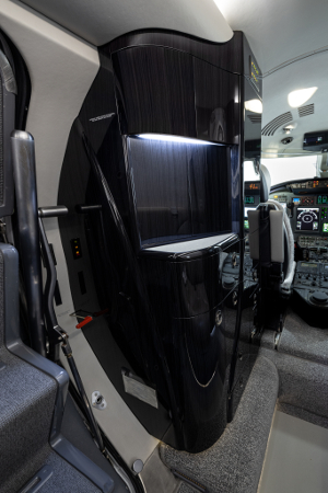 The hydro-dipped cabinetry on the Citation XLS