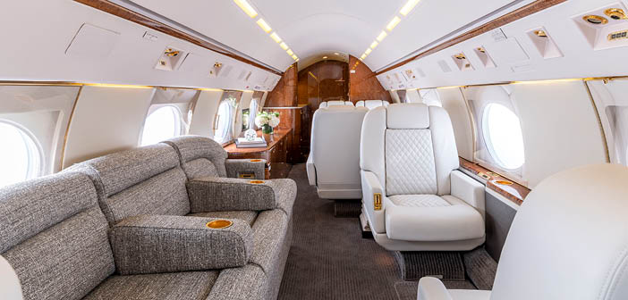 A Gulfstream GIV-SP, part of the Jet Edge large-cabin point-to-point fleet