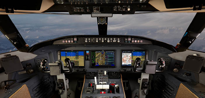Collins Aerospace’s Pro Line Fusion avionics are being installed on a Challenger 604 at Duncan Aviation’s site in Battle Creek, Michigan