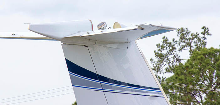 The Plane Simple Ku-band tail-mount antenna installed on SD’s Gulfstream aircraft for validation