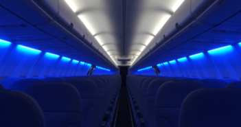 A Boeing cabin with lighting by Cobalt Aerospace