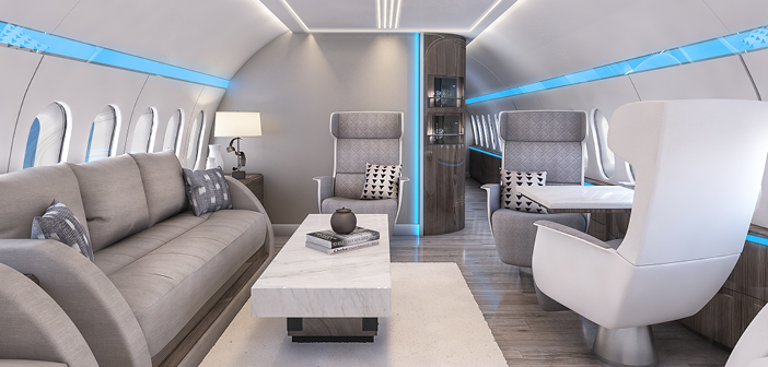 A BBJ Max interior concept by Greenpoint
