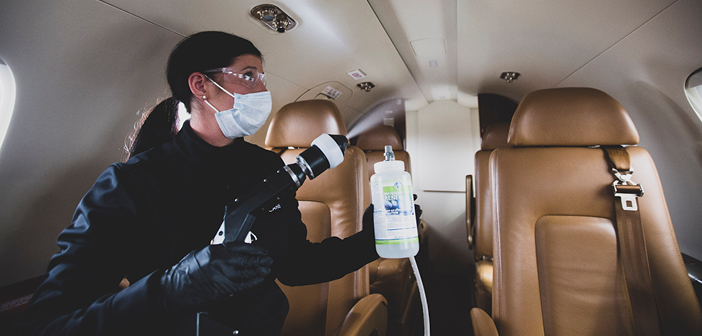 MicroShield 360 being professionally applied on a Flexjet aircraft