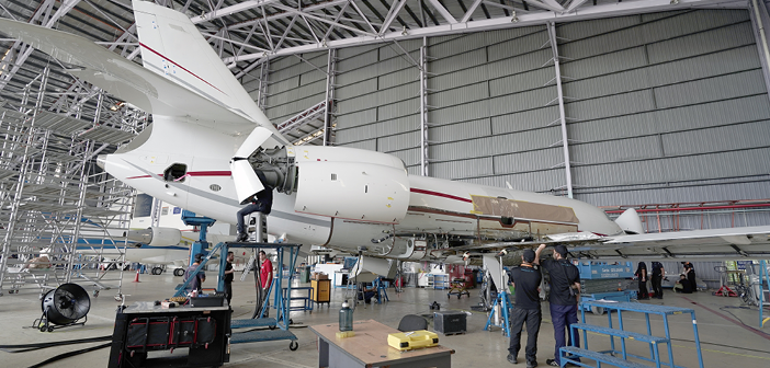A C inspection on a Falcon involves extensive inspections of aircraft structures and systems