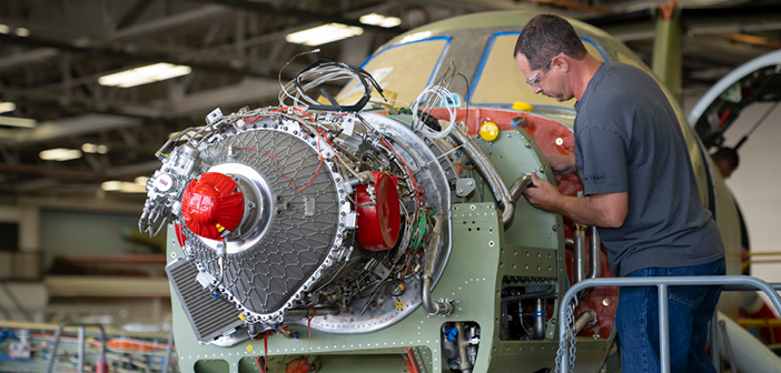 A prototype Denali airframe with GE Aviation's Catalyst engine