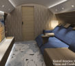 A media lounge on the A220 cabin concept