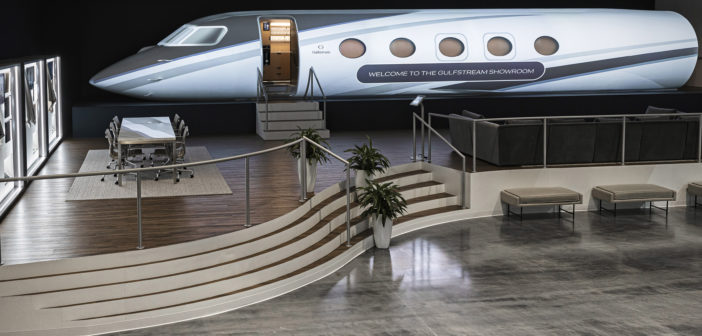 The customer showroom at Gulfstream’s worldwide headquarters in Savannah, Georgia, has been expanded to incorporate the all-new Gulfstream G400