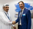 From left to right: Abdulnaser Al Kheraif, CEO of Alpha Star Aviation, and Benoit Defforge, president at Airbus Corporate Jets. Image: Airbus 2021 – photo by L. Borrel