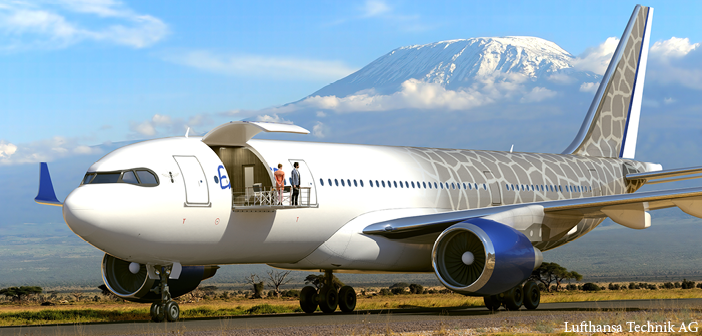 The Explorer concept, based on the A330, has a retractable veranda