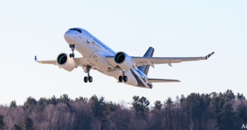 The first ACJ TwoTwenty aircraft takes off from Mirabel airport. Image: Airbus
