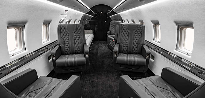The Challenger 604 interior after its transformation at Duncan Aviation