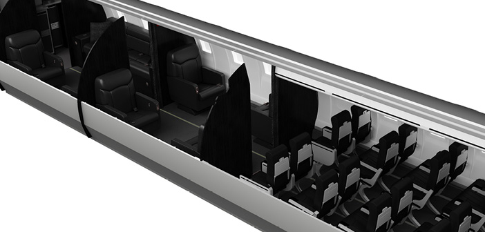 A corporate shuttle conversion layout serves multiple purposes