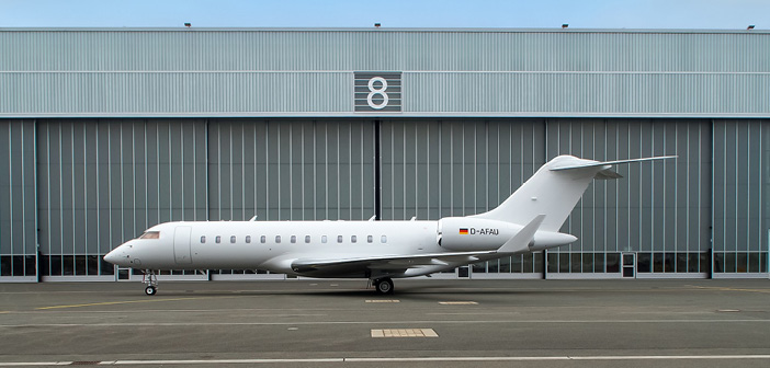 The Bombardier Global Express at FAI’s headquarters in Nuremberg, Germany