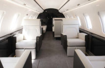 The cabin of the Challenger 605 displayed by Bombardier at EBACE, showcasing its Certified Pre-Owned aircraft programme