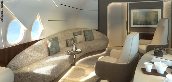 A VIP BBJ 777-9 cabin design by Lufthansa Technik