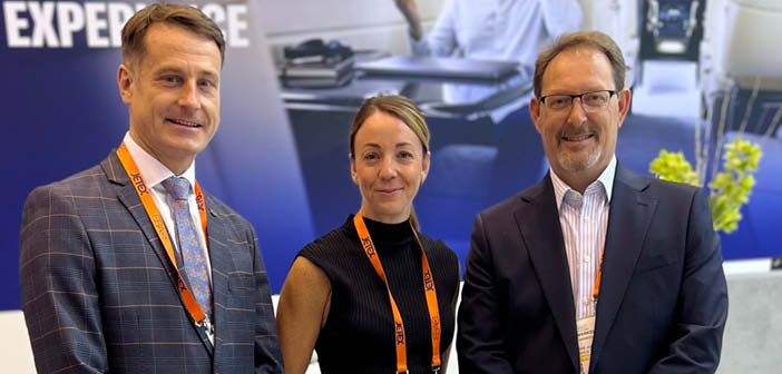 Sebastien Albouy and Pauline Monksfield of Inflite The Jet Centre; and Peter Mankelow of Aerocare Aviation Services