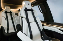 The interior of AutoFlight's Prosperity I eVTOL, featuring seats finished in black and white