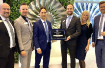 Representatives from Rolls-Royce and Aero-Dienst at the ASC certification handover on 24 May