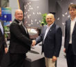 Representatives of Rolls-Royce and AMAC Aerospace celebrating their new collaboration at EBACE 2023