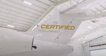 Close-up of an aircraft tail fin