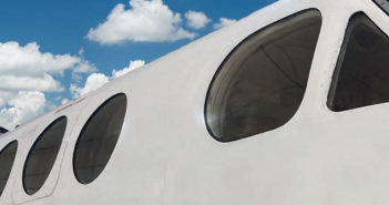 Close-up of aircraft windows