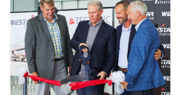 The ribbon-cutting ceremony for the opening of West Star Aviation's Chattanooga facility expansion