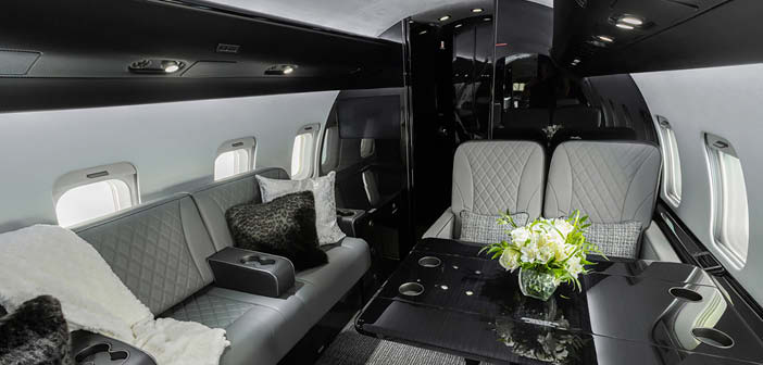 The CL-604 aircraft interior following its customisation by Duncan Aviation