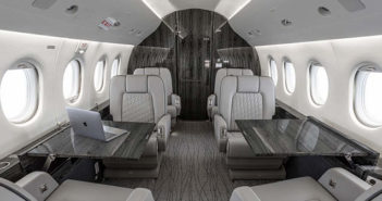 A Falcon 2000 interior refurbished at Duncan Aviation