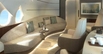 A divan area in the VIP BBJ 777-9 cabin design