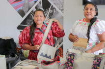 Rosanta Chávez Silva and Silvia Flores Martínez with goods created in the programme