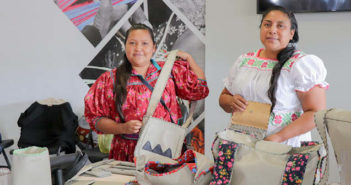 Rosanta Chávez Silva and Silvia Flores Martínez with goods created in the programme