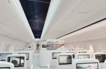 Aircraft cabin with digital screens