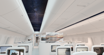 Aircraft cabin with digital screens