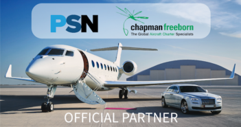 Chapman Freeborn partners with Premier Sports Network Business aircraft next to a luxury car