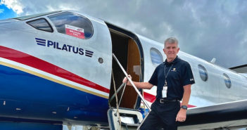 Barry Blackwood boarding Pilatus PC-12