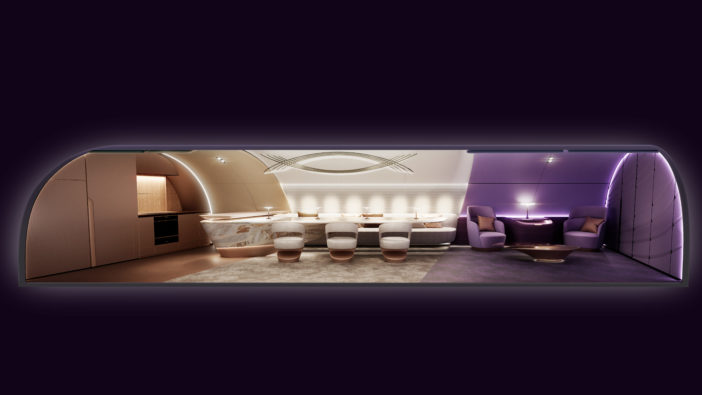 Cross-section of VIP aircraft cabin