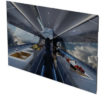 Angled screen showing image of concept aircraft interior