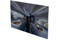 Angled screen showing image of concept aircraft interior
