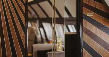 FEATURE: ACJ319neo completion Sunburst veneer marquetry and doors in VIP aircraft interior