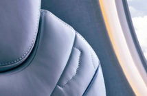 Close-up of aircraft seat