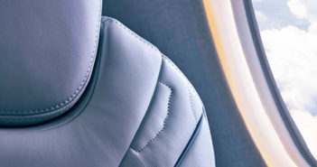 Close-up of aircraft seat