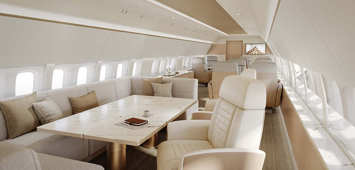 lounge on private jet