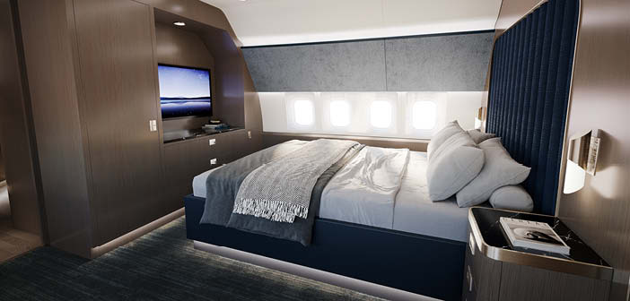 bedroom on private jet