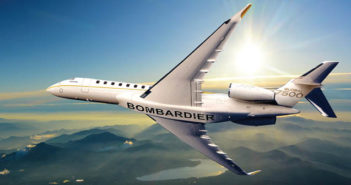 Business jet in flight