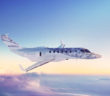 Business jet in flight