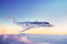 Business jet in flight