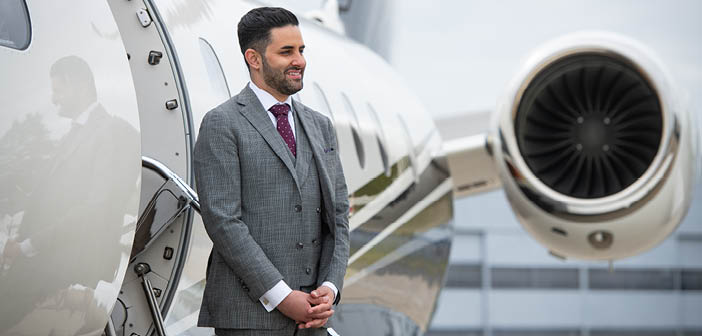 Flexjet cabin server on aircraft steps