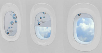 Emirates named launch customer for ATG aerBlade window shades three aircraft windows with shades fully, partially and completely drawn