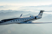 Business jet in flight